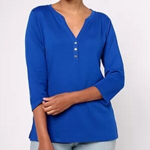 Karen Scott Women Top Blue V-neck 😍
